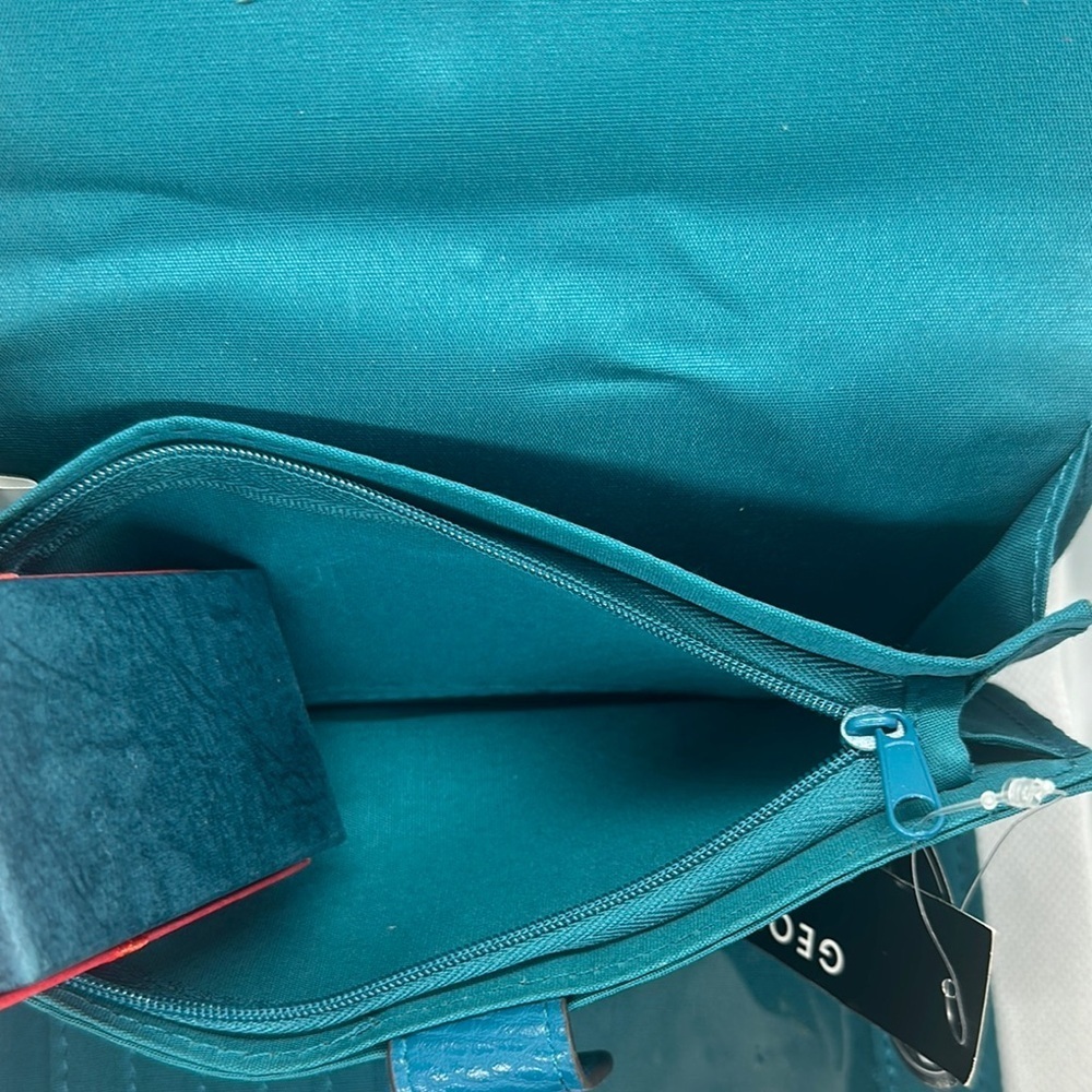 NWT George Leather Wallet Designer available colors :Green and Teal - Picture 13 of 16